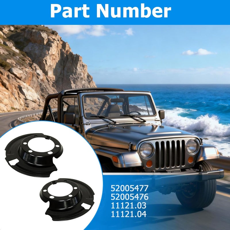 TOM Front Left & Right Brake Dust Shield Set Compatible with Jeep Wrangler 1987-1995 1997-2006 Cherokee 1984-2001 Grand Cherokee 1993-1998 - Image 2